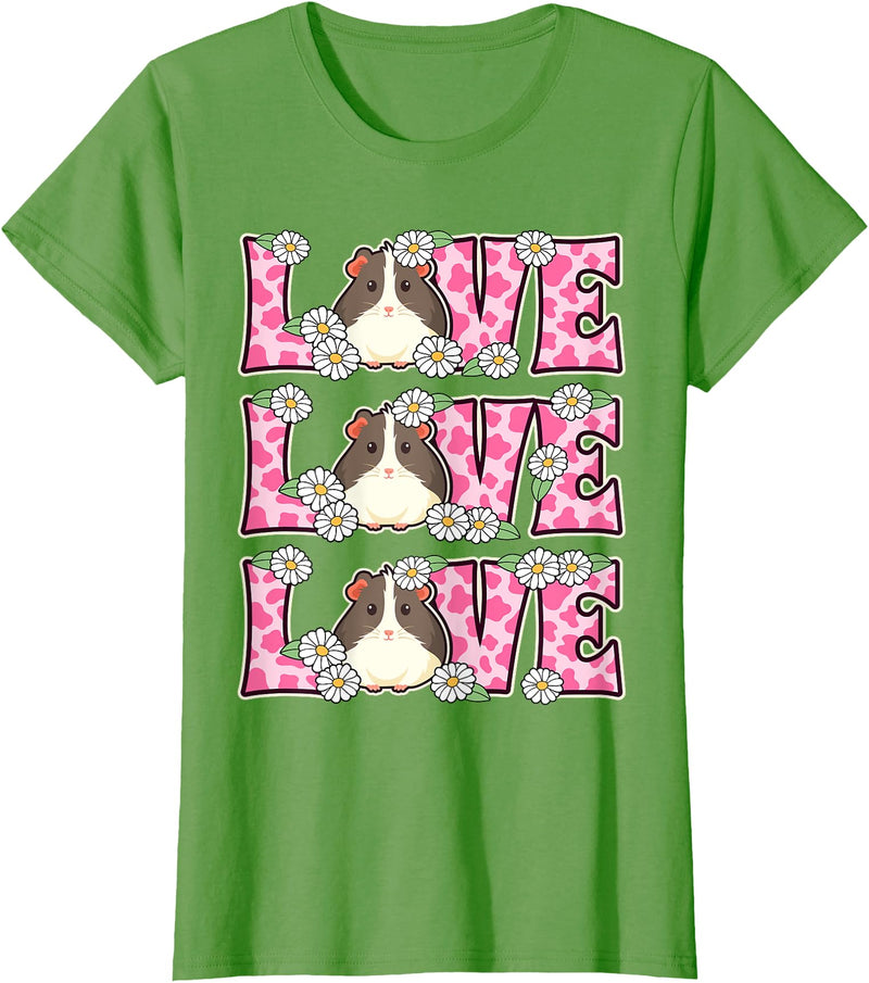 Cute Cow Print Love Clothes For Women & Teen Girls Love Guinea Pig Lover Outfit Women Girl Kids Cute Guinea Pig T-Shirt - Grass Green