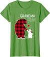 Papa & Mama Bear Outfit Grandma Bear Christmas Pajama Red Buffalo Plaid T-Shirt - Grass Green