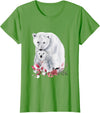 Mama Polar Bear and Baby Cub for Girls and Women T-Shirt - Grass Green