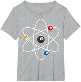 Cool Billiard Design For Men Women Atom Cue Ball Sport Game T-Shirt - Heather Grey