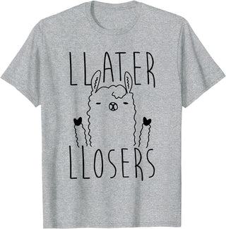 Foxy AF Later Losers Llama T-Shirt T-Shirt - Heather Grey