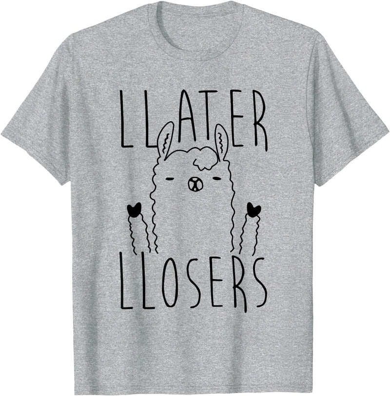 Foxy AF Later Losers Llama T-Shirt T-Shirt - Heather Grey