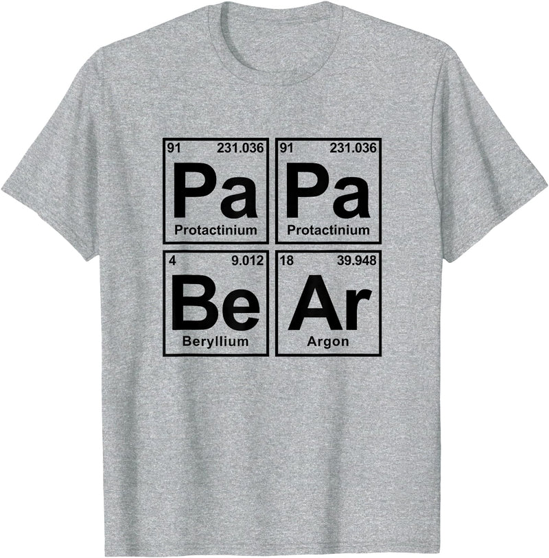 Father's Periodic Table PaPa BeAr Science Chemistry Periodic Table Tee Shirt - Heather Grey