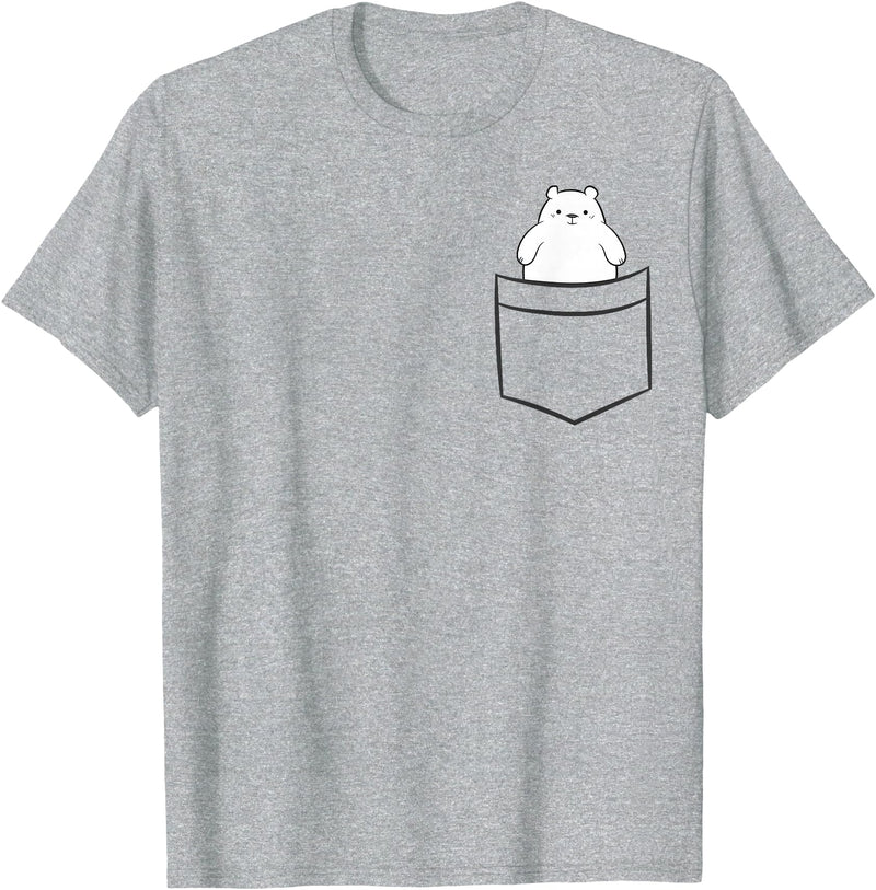 Arctic Polar Bear Gifts And Tees Polar Bear In a Pocket Cute Pocket Polar Bear T-Shirt - Heather Grey
