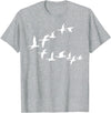 Marron Bear Birds In Flight, V Pattern Flock Of Geese T-Shirt - Heather Grey