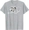 Cute Cow Print Design Stethoscope Gifts Him Her Cow Print Pattern Nurse Doctor Cardiology Stethoscope Heart T-Shirt -