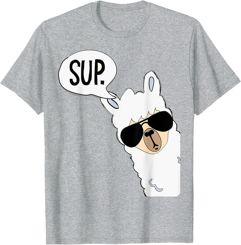 Funny Alpaca Gifts Accessories Alpaca Llama Sup T-Shirt - Heather Grey