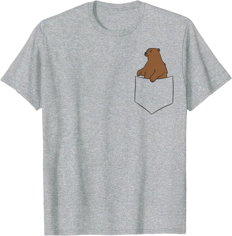 Cute Bear Lover Gifts Grizzly Bear Fake Bag T-Shirt - Heather Grey