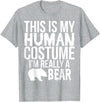 Halloween Funny - This Is My Human Costume Bear T-Shirt - Heather Grey