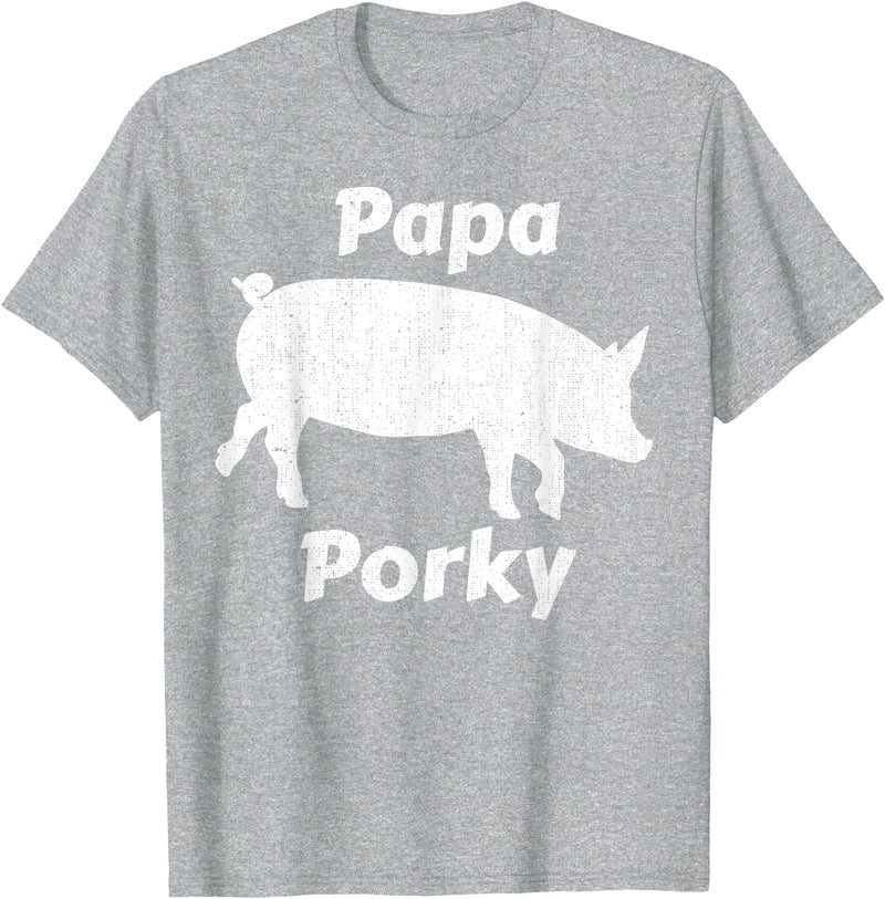 Papa Porky Pig Daddy Father Hog pork T-Shirt - Heather Grey