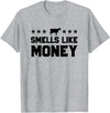 Calf to Cow Farming Apparel Smells Like Money Retro 90s Dairy Farm Gift Shirt T-Shirt - Heather Grey