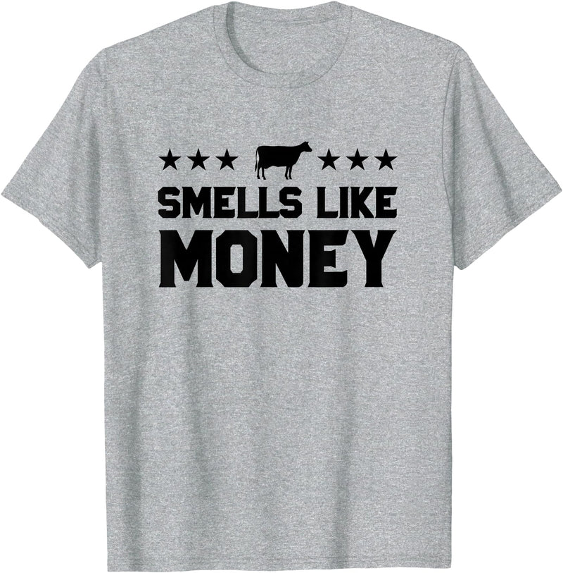 Calf to Cow Farming Apparel Smells Like Money Retro 90s Dairy Farm Gift Shirt T-Shirt - Heather Grey