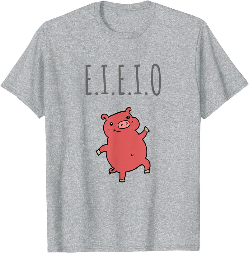 Things by Sally Stuff by Sally: EIEIO Dancing Pig Fun T-Shirt T-Shirt - Heather Grey