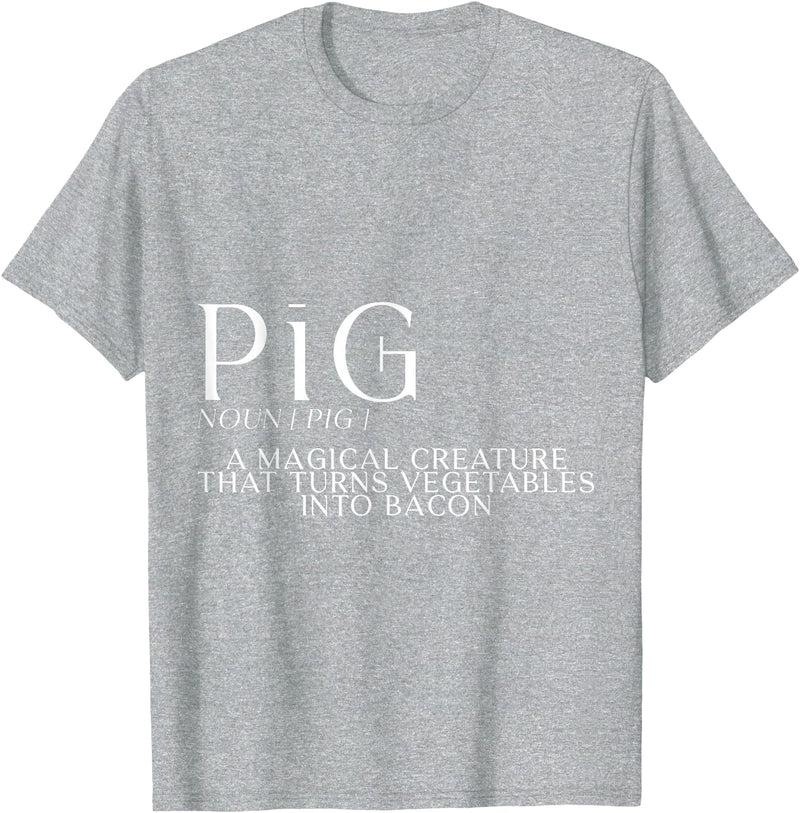 Bacon FH Pig, A Magical Creature That Turns Vegetables Into Bacon --- T-Shirt - Heather Grey