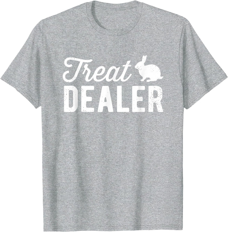 Rabbit Treat Dealer Funny Humor Bunny Treats Rabbit Owner T-Shirt in Heather Grey