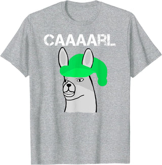 Llama Shirt Collection by Jean Olivier Funny Llama with Hats T-Shirt - Black, Small, Unisex-Adults, Classic Fit, Short Sleeve, Cotton 65% Polyester 35% - Heather Grey