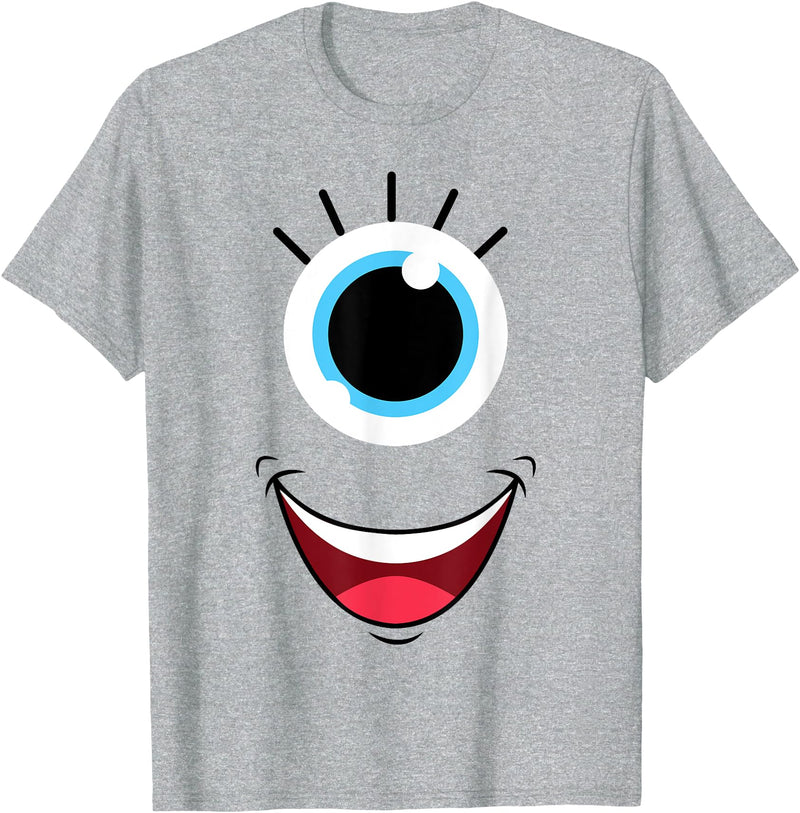 Planet Monster Face Funny Scary Monster Eyeball Face Easy Halloween Costume T-Shirt - Heather Grey