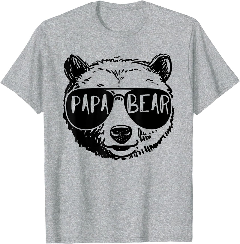 Funny Bear Face Shirt Family Matching Gifts Mens Papa Bear Face Sunglasses Grandpa Granddad Father's Day T-Shirt - Heather Grey