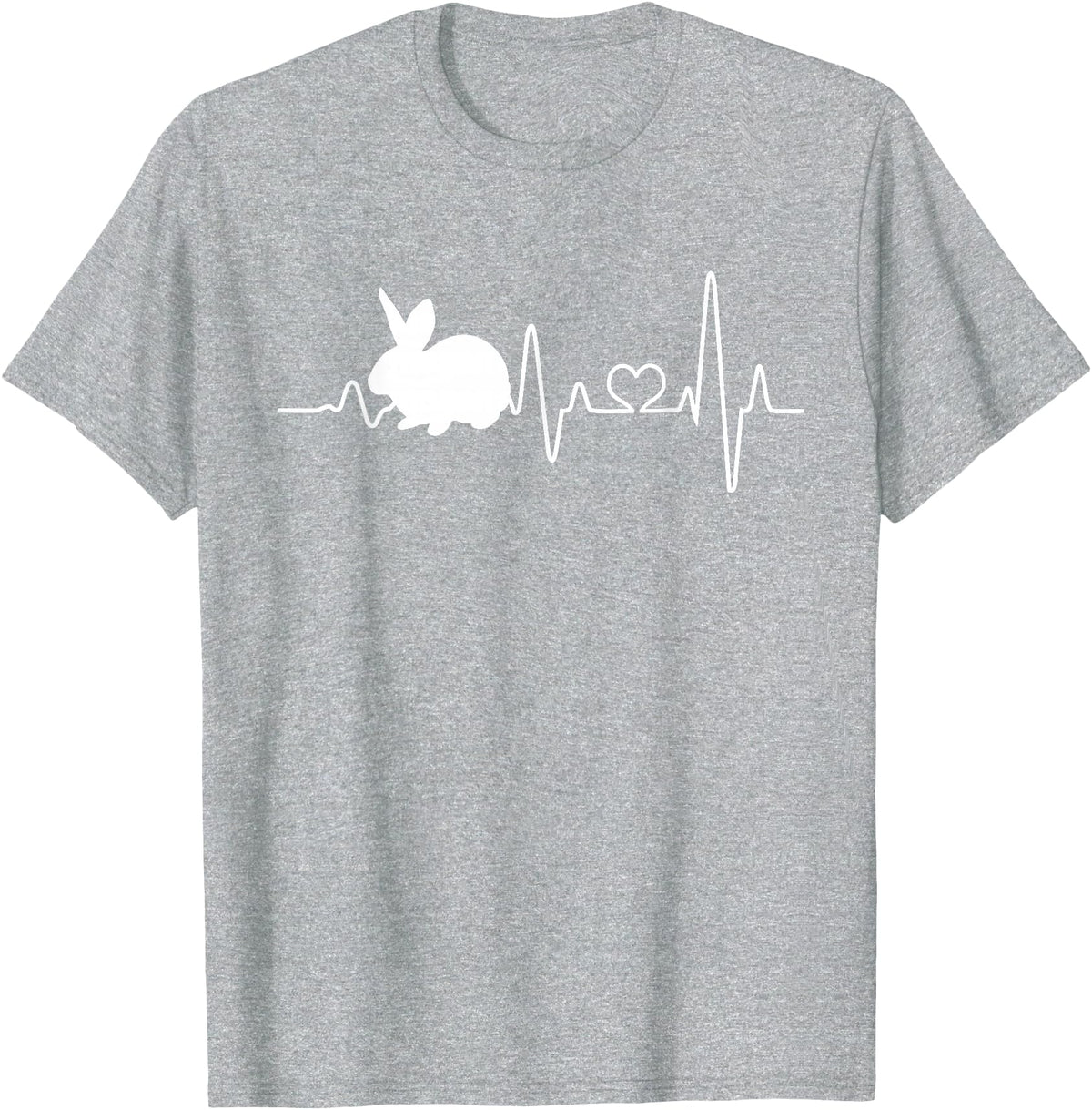 Bunny Heartbeat Pulse Rabbit T-Shirt in Heather Grey