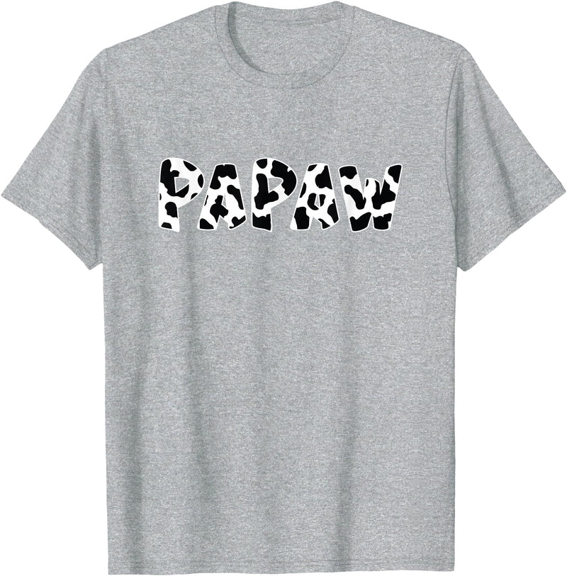 funny saying Gifts for Family Members and more Papaw Cow Print Cow Pattern T-Shirt - Heather Grey