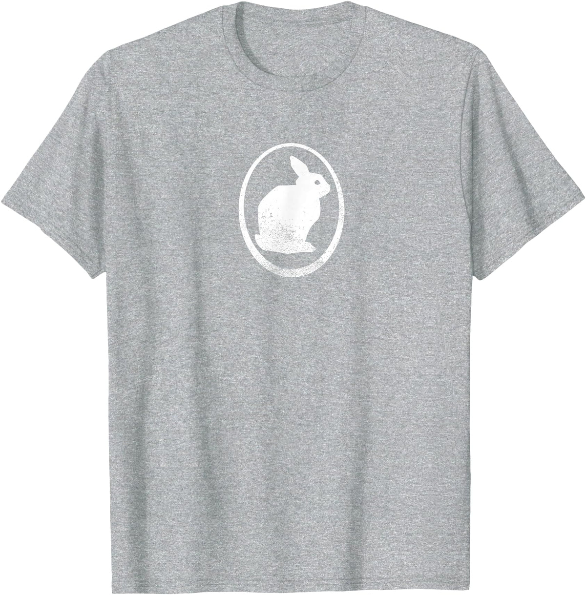 White Silhouette of a Bunny, Stylized for Rabbit Lovers T-Shirt in Heather Grey