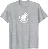 White Silhouette of a Bunny, Stylized for Rabbit Lovers T-Shirt in Heather Grey
