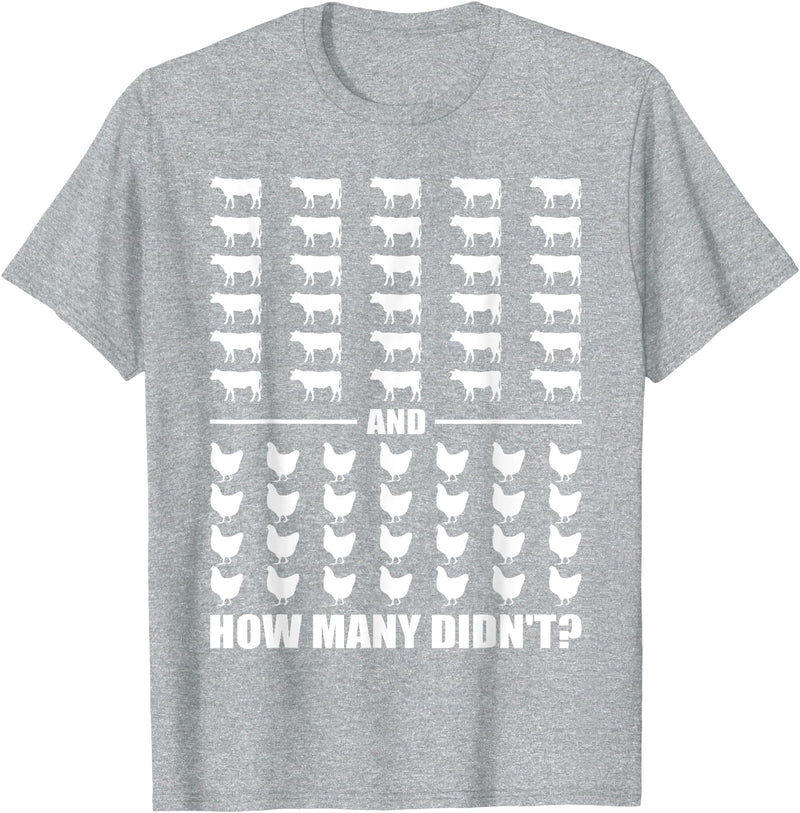 Funny Chicken and Cows Riddle 30 Cows and 28 Chickens How Many Didn't Funny Riddle Meme T-Shirt - Heather Grey