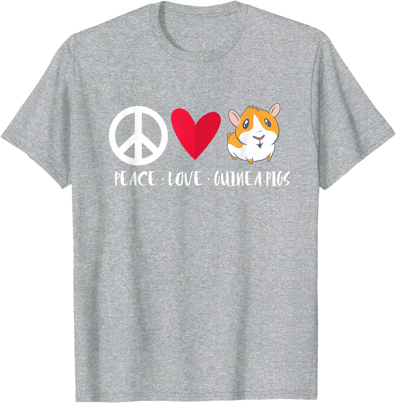 Pet Guinea Pig Owner Apparel Co. Peace Love Guinea Pigs Cute Furry Potato Pet Guinea Pig T-Shirt - Heather Grey
