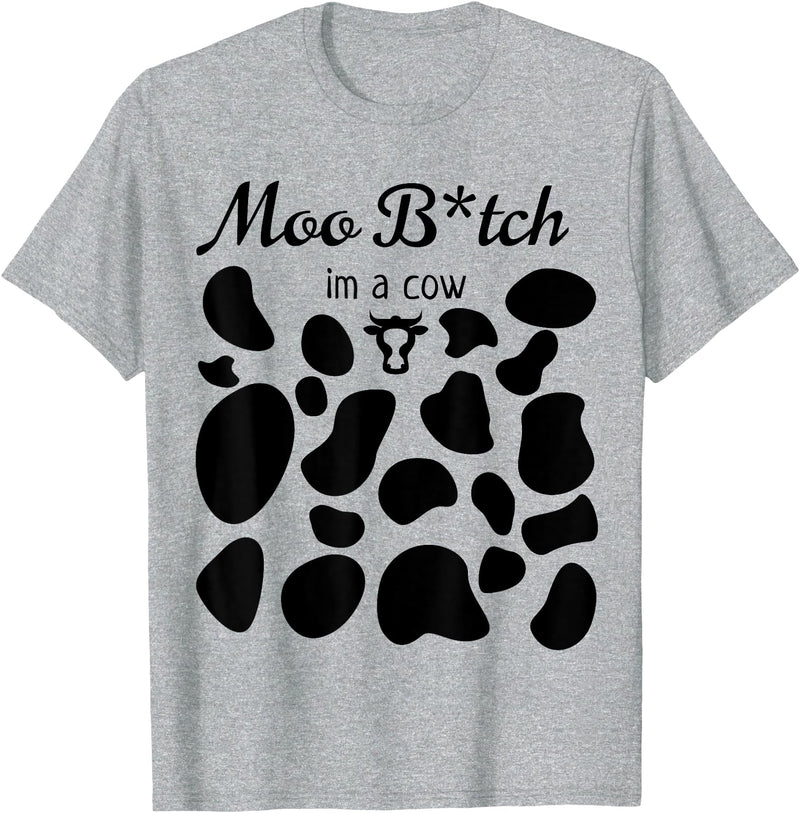 OscursBest Moo I'm a Cow Print Parody Costume Funny Graphic Not Spooky T-Shirt - Heather Grey