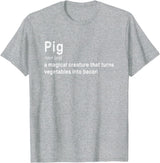 Best Top Pig Definition Quote Pun T-shirts Best Hilarious Pig and Bacon Definition Funny Gift T-Shirt - Heather Grey