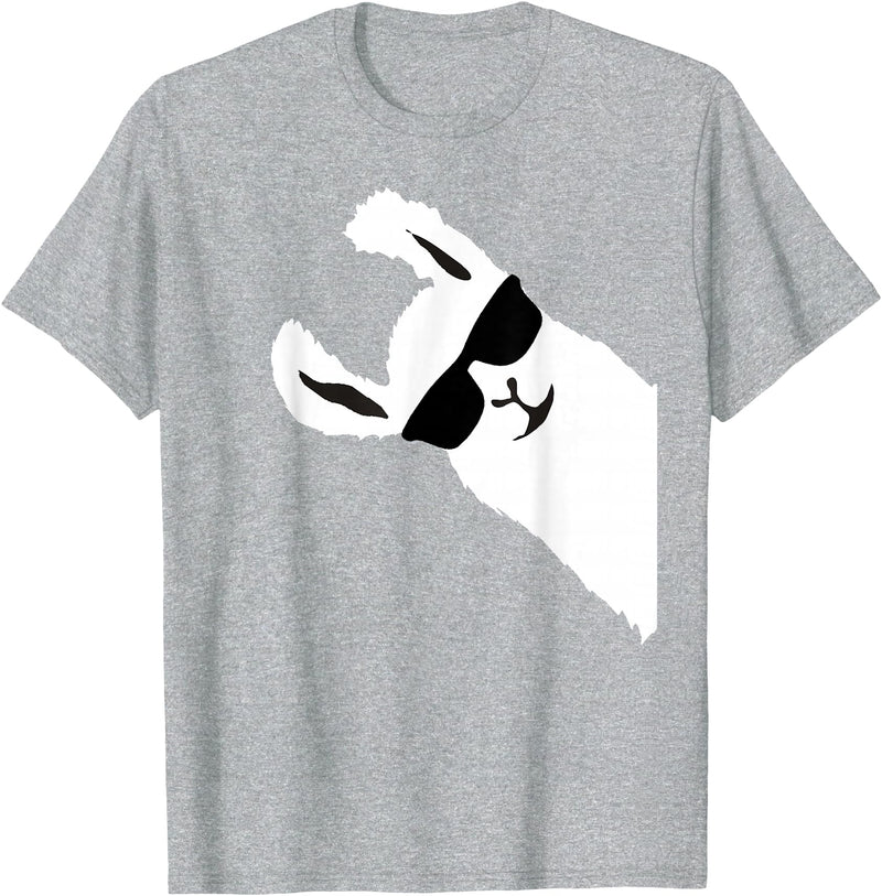 Llama Alpaca gifts for women men girls and boys Funny Llama Alpaca with Sunglasses T-Shirt Small - Heather Grey