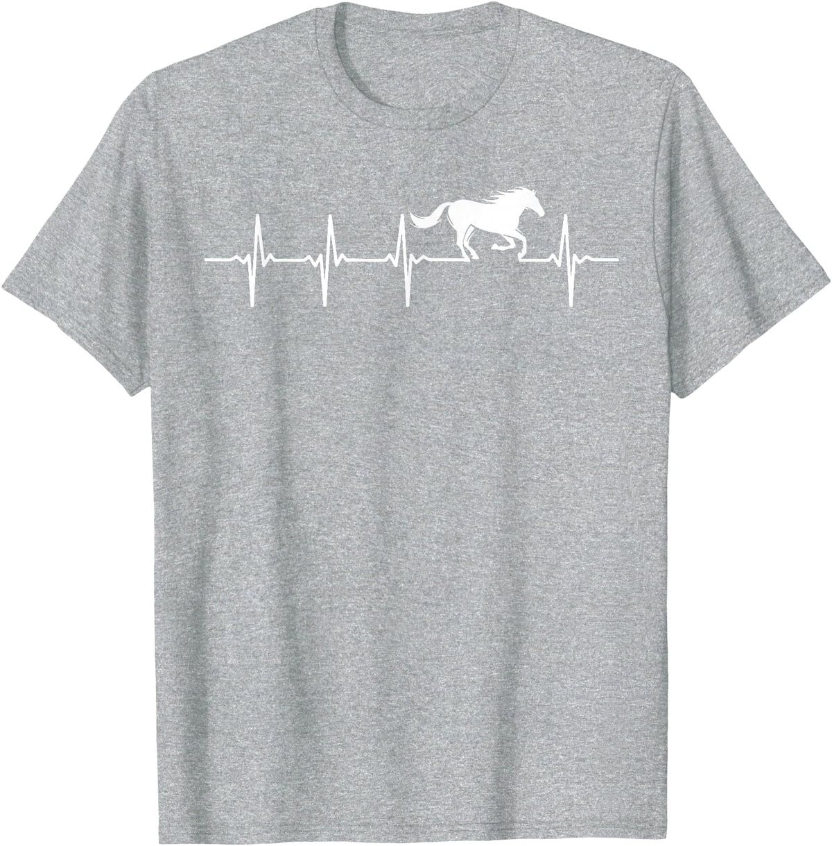 Heartbeat Horse Lover Gifts Women Men Girls Gifts Horse Lover Gifts Heart EKG Heartbeat Pulseline Cardiology T-Shirt - Heather Grey