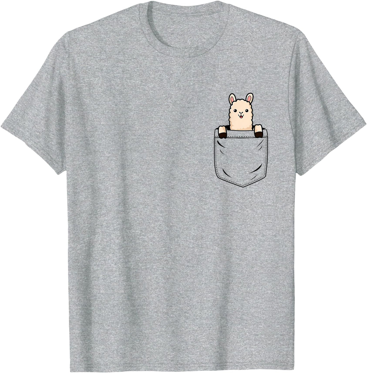 Llama Lover Designs by T&T Llama Lovers Cute Funny Llama in Pocket T-Shirt - Heather Grey