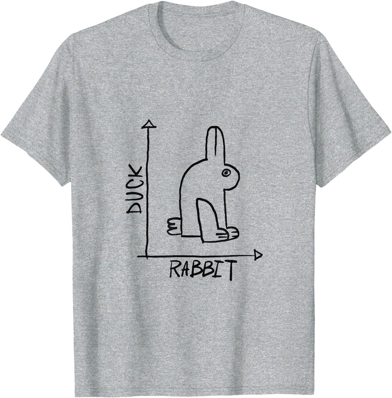 Funny Rabbit or Duck Animal Diptych Rabbit T-Shirt in Heather Grey