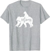 Artsy Mommy Bear Silhouette Nature Family Gifts Mama Bear 2 Baby Bear Cubs Playing Riding on Back T-Shirt - Heather Grey