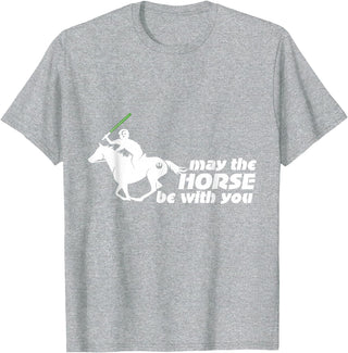 NickerStickers May the Horse Be With You | Equestrian Geek T-Shirt T-Shirt - Heather Grey