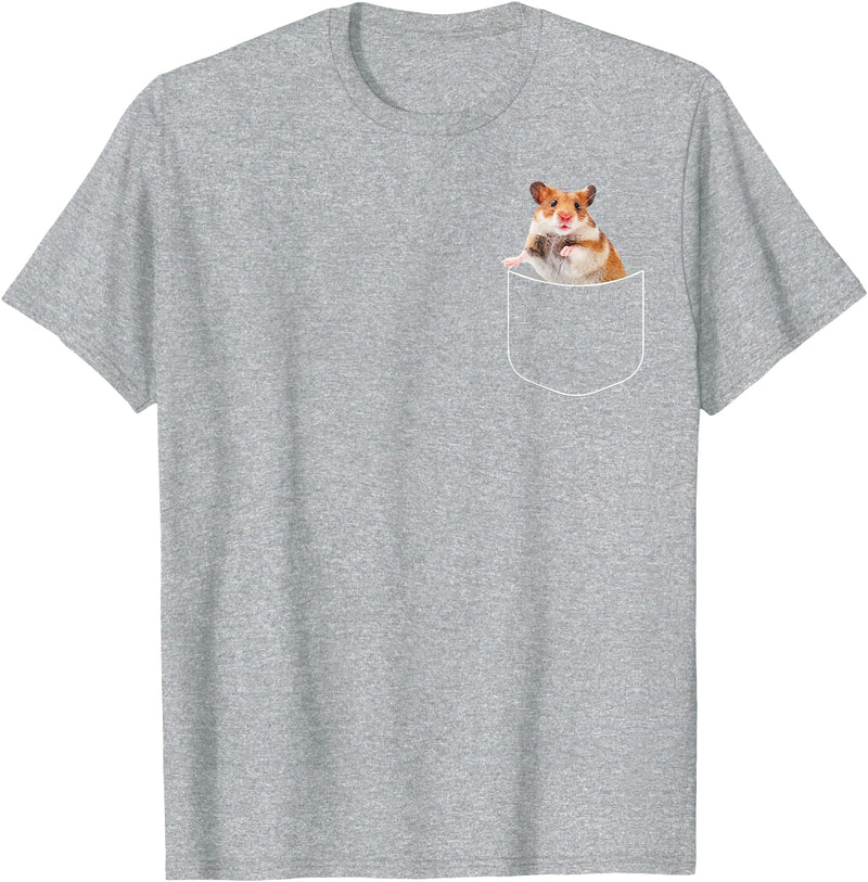 Pocket Hamster Shirt, Funny Hamster in Pocket Gift Tshirt T-Shirt - Heather Grey
