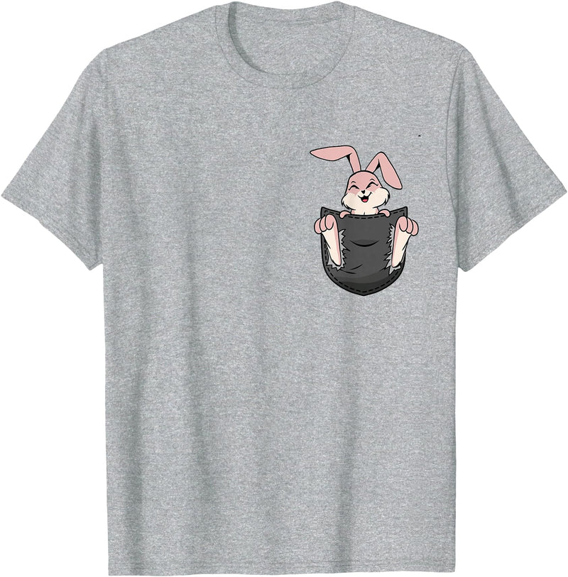 Cute Rabbit Bag Lover Bunny Graphic T-Shirt in Heather Grey