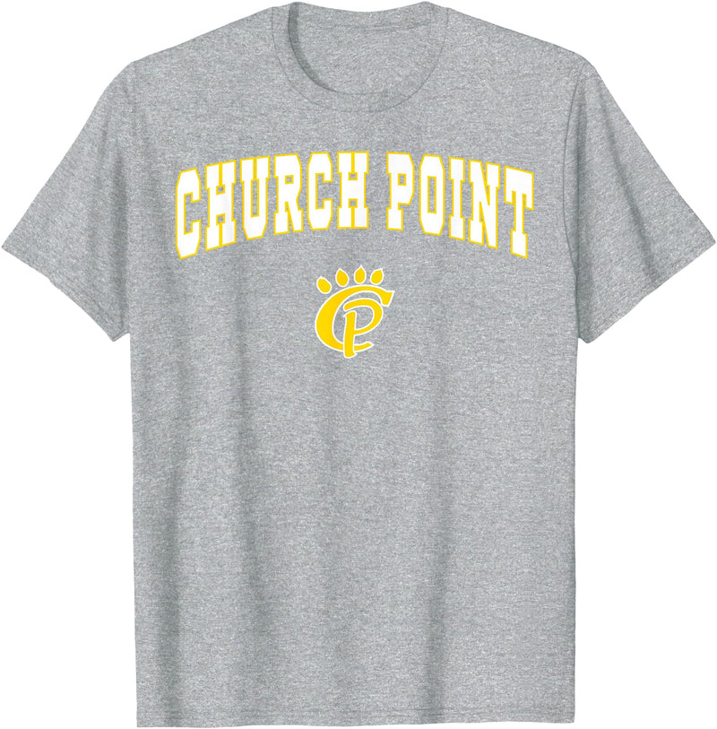 Official High School Fan Gear Church Point High School Battling Bears T-Shirt C2 T-Shirt - Heather Grey