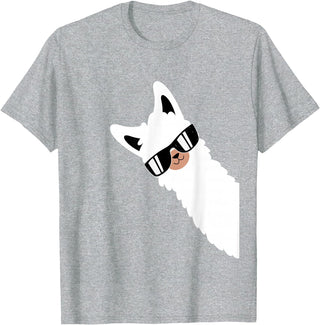 Funny Alpaca Apparel Lama Llama Alpaca with Sunglasses Lama Lover - Cool Lama T-Shirt - Heather Grey