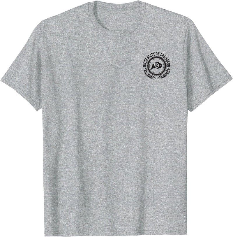 Elite Authentics Colorado Buffaloes Left Chest Crest Officially Licensed T-Shirt - Heather Grey