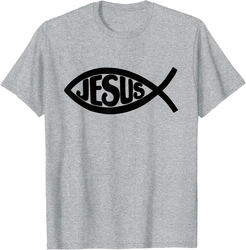 True Believing Christian Tees Jesus Fish T-Shirt - Heather Grey
