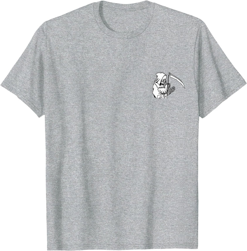 Pocket Corner Styles Grim Reaper Skeleton Pocket Corner T-Shirt - Heather Grey