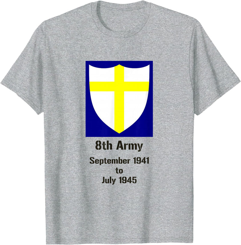 Bear Cave Designs British 8th Army, WW2, Desert Rats T-Shirt - Heather Grey