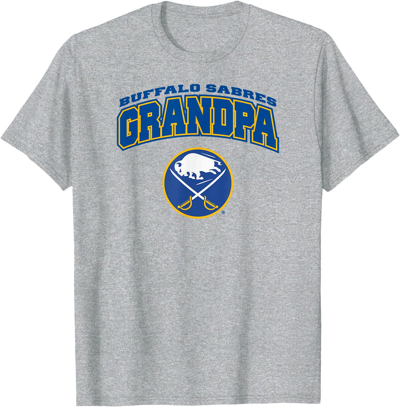 Mens Buffalo Sabres Grandpa Logo Gray NHL Officially Licensed T-Shirt - As Pictured