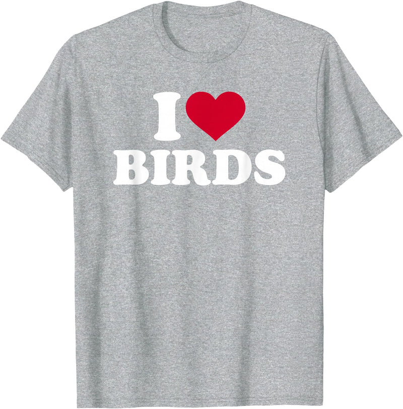 I Love Birds T-Shirt - Heather Grey