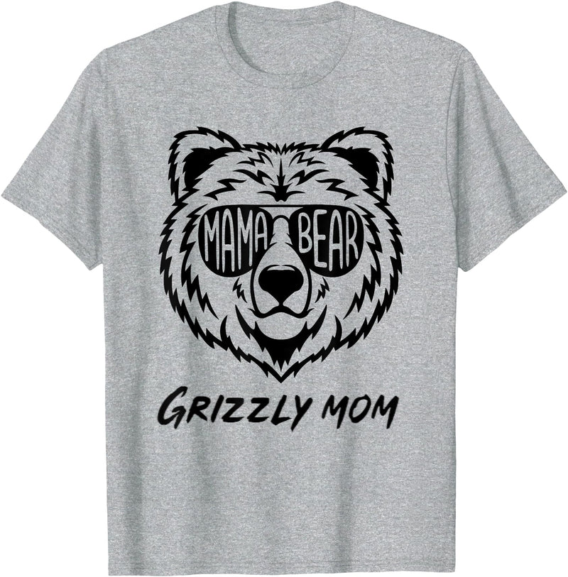 Mama Bear Grizzly Mom T-Shirt - Heather Grey