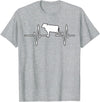 Animal Funny Farmer Farmers Gift Cow Cattle Beef Heartbeat Funny T-Shirt - Heather Grey