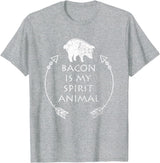 Pig Tees by MasArt Bacon is my Spirit Animal Funny Pig T-Shirt Distressed Gift T-Shirt - Heather Grey