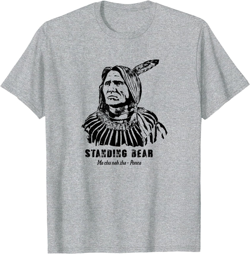 Nebraska Statue Oklahoma Court Standing Bear Ponca Tribe T-Shirt - Heather Grey